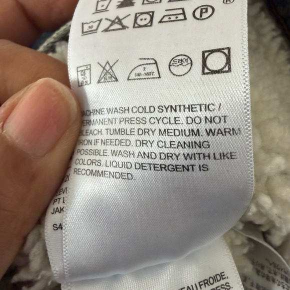 Levi's Blue Medium Wash Denim Sherpa Truck Jacket Type III Fully Lined Size XXL - Picture 11 of 12